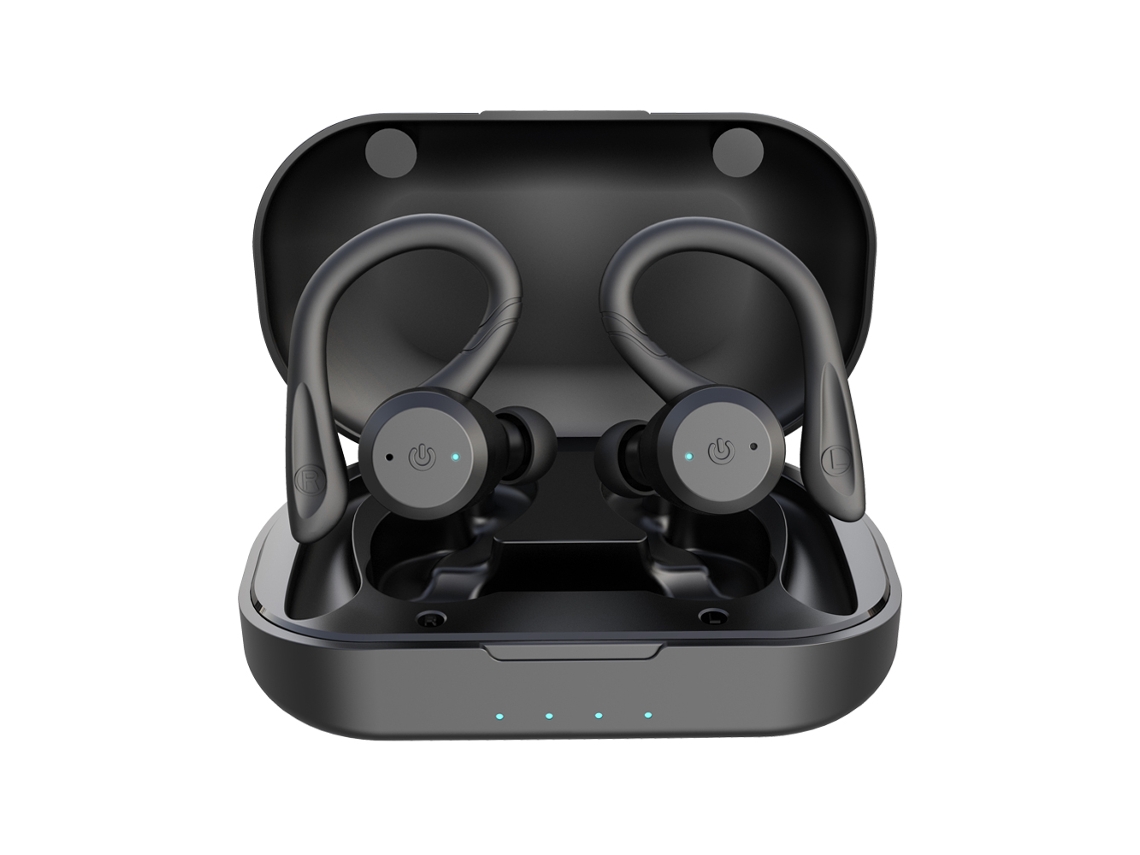 Auriculares Bluetooth True Wireless Play Time Swimming Waterproof Earphone Dual Wear Style Sport Wireless Tws Ipx7 Earbuds -Black