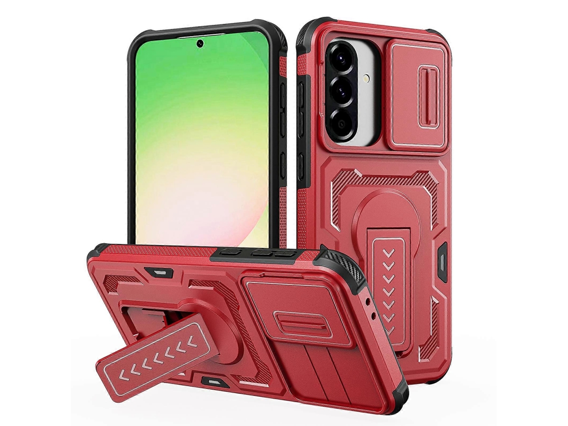 Capa Protetora De Lente Deslizante Com Suporte De Tpu Para Samsung Galaxy A36 5g E A56 5g, Vermelha