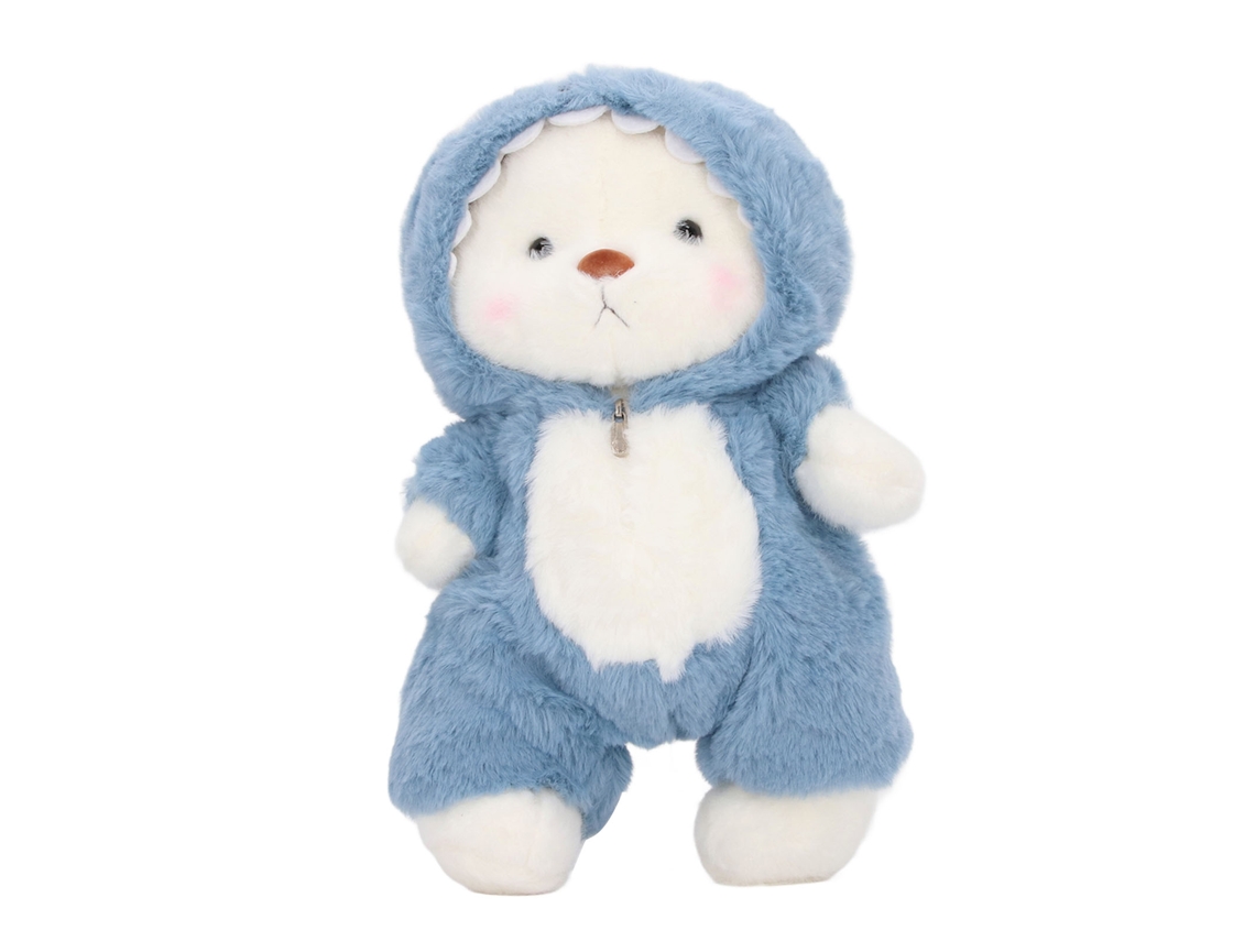 Urso De Pelúcia Macio 30cm Fofo Com Roupa Removível Presente Ideal Aniversário Azul