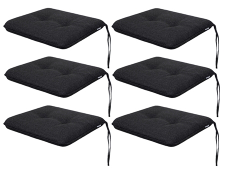 Almofada de Cadeira para Sala de Estar Cozinha Sala de Jantar Ou Jardim para Uso Interno e Externo 6 Peças 50X63Cm Dupla Face Preto SALES CORE