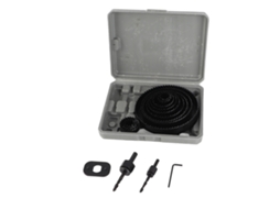 Conjunto de serra de furo de aço carbono com mandrins e arruela para corte em madeira plástico PVC com broca elétrica S/MARCA