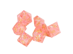 Mali conjunto de 7 Dados Poliédricos de Resina com Números Claros para Jogos de Tabuleiro e Rpg Rosa