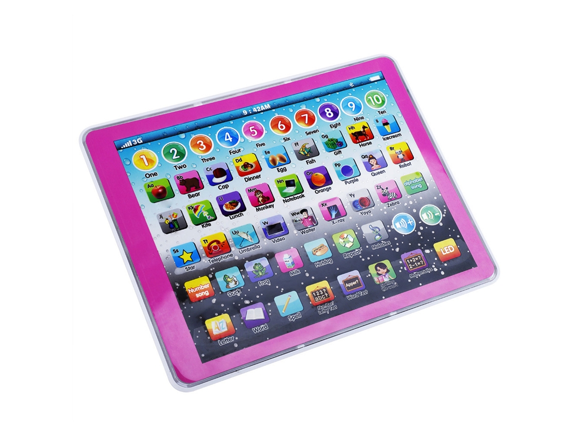 Ats tableta Infantil para Crianças Brinquedo de Aprendizagem de Inglês Números e Letras Pré escolar Rosa