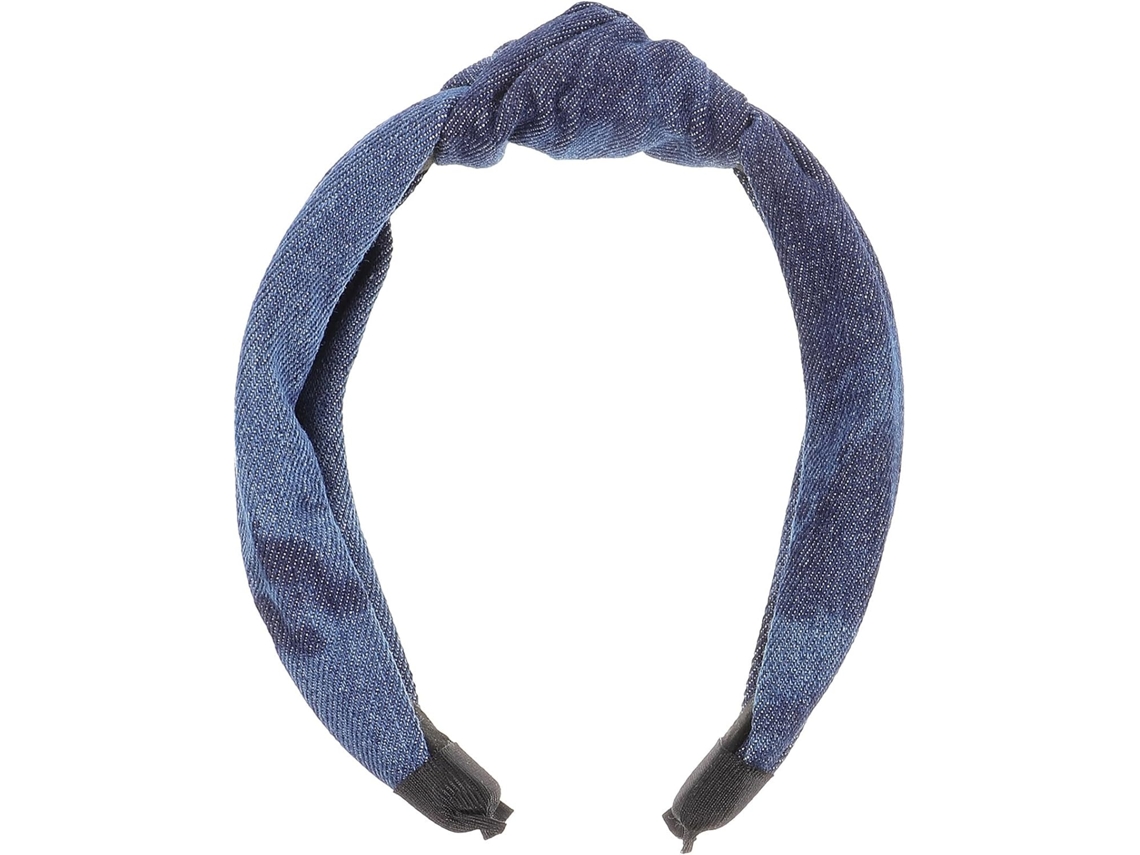 Faixa de cabelo simples, confortável e decorativa com acessórios em jeans trançado.