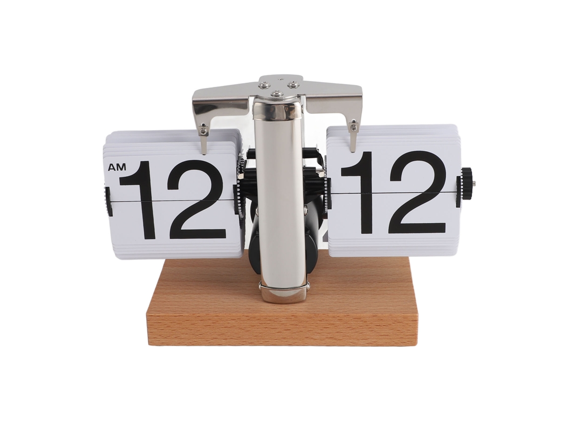 Relógio de mesa automático retrô Baok com página em branco, 12 horas, para decoração de casa ou escritório, funciona a bateria.