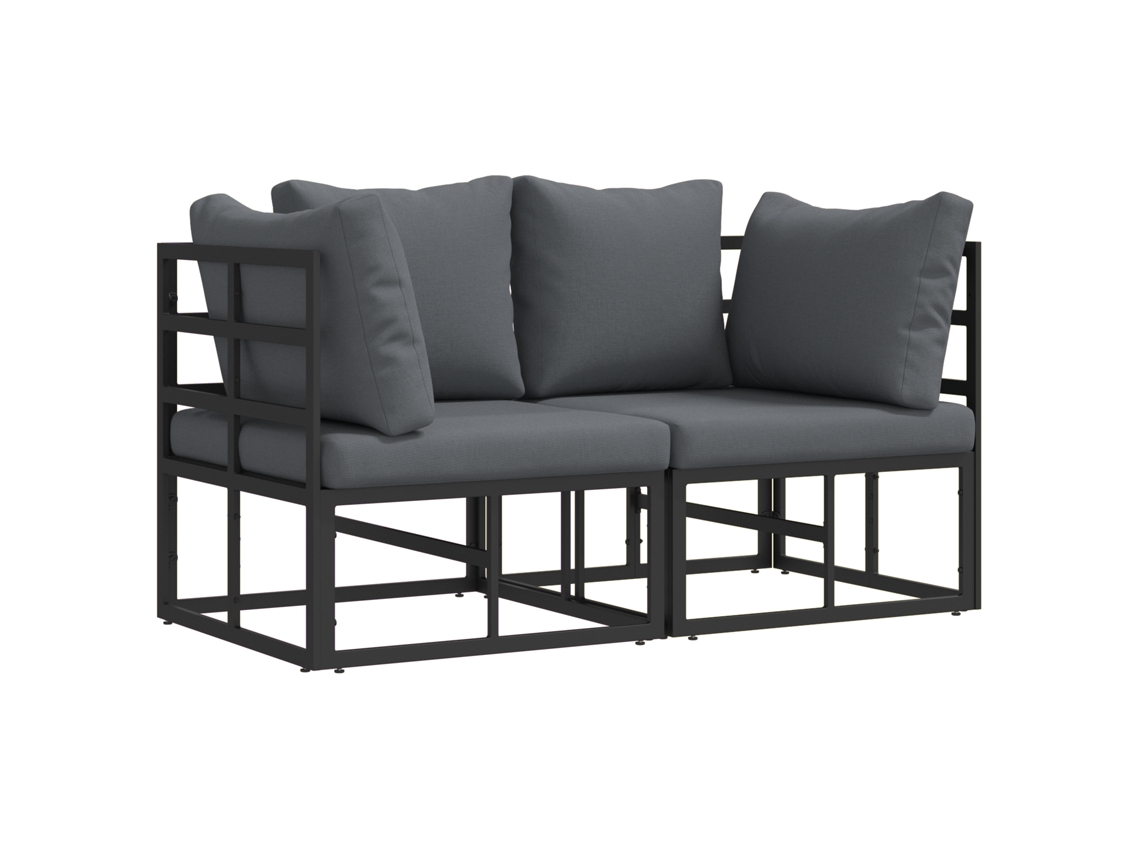 Conjunto 2 Móveis Para Exterior Vidaxl Preto Metal (71,5 X 71,5 X 71 Cm)