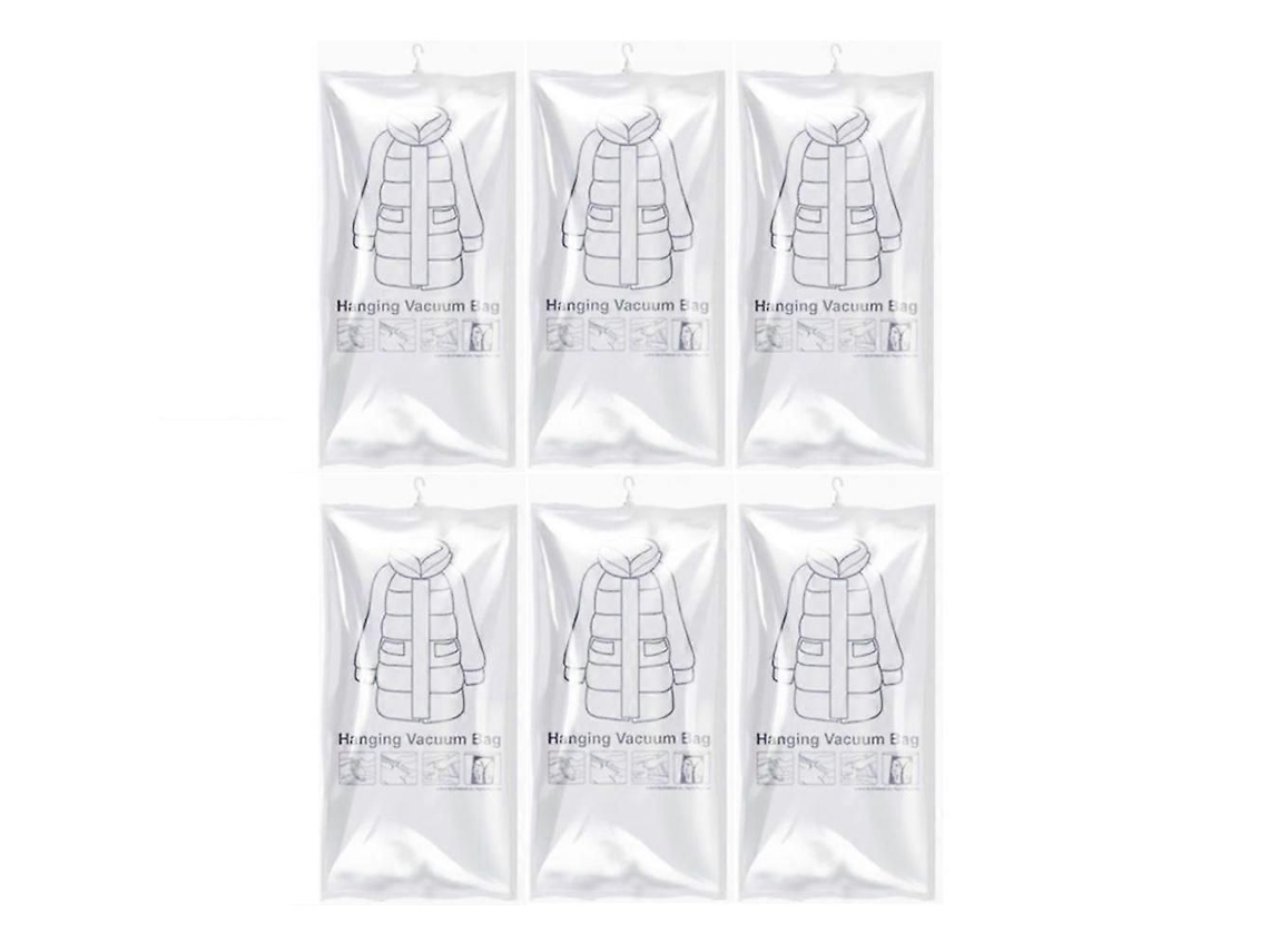 Conjunto De 6 Sacos Armazenamento A Vácuo Para Roupas Com Gancho Pendurar
