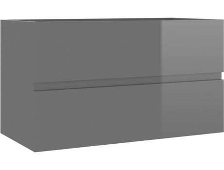 Armário de Lavatório VIDAXL (Cinzento Brilhante - Aglomerado de Madeira - 80x38.5x45 cm)