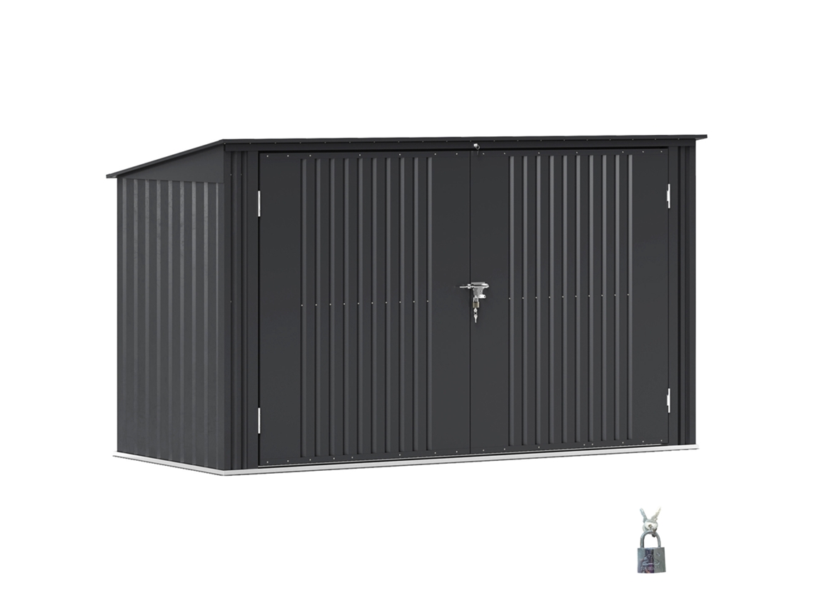 Capas de Aço para 3 caixas 240l com 2 portas tampa cinza escuro 233x105x118,5/133 cm | S/MARCA