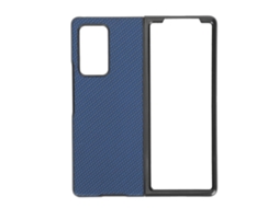 Capa de Cuero com Textura de Fibra de Carbono para Samsung Galaxy Z Fold 2, Azul MARCA