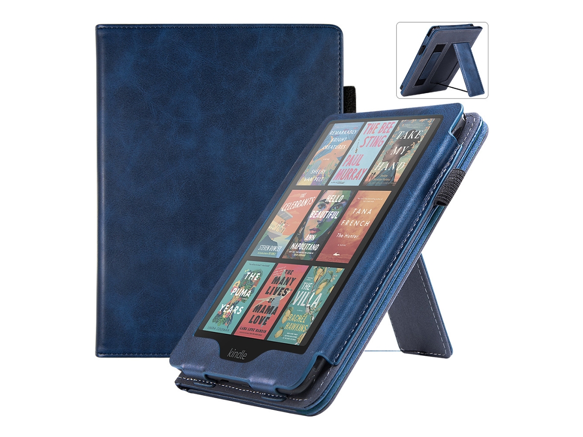 Capa Panoona Para Kindle Paperwhite 7 Polegadas 12ª Geração 2024 Com Suporte Integrado E Pulseira De Mão Azul