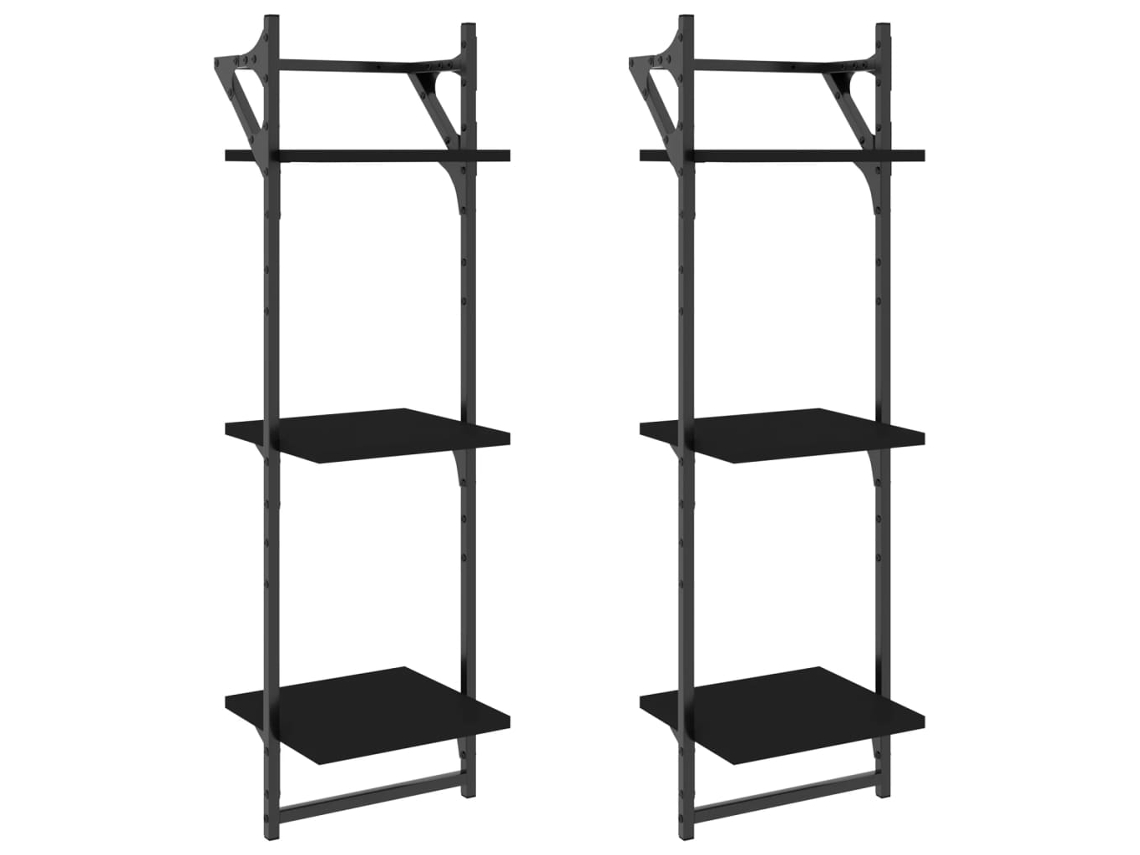 Conjunto de Estantes com Barras 2 Pcs 30x25x100 cm Preto MAISON EXCLUSIVE