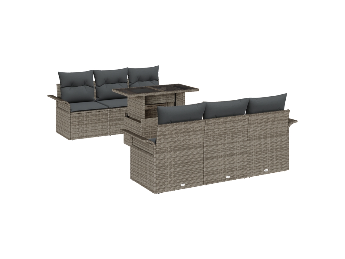 Conjunto 7 Móveis De Jardim Vidaxl Cinzento-claro Vime Pe (100 X 55 X 73 Cm)