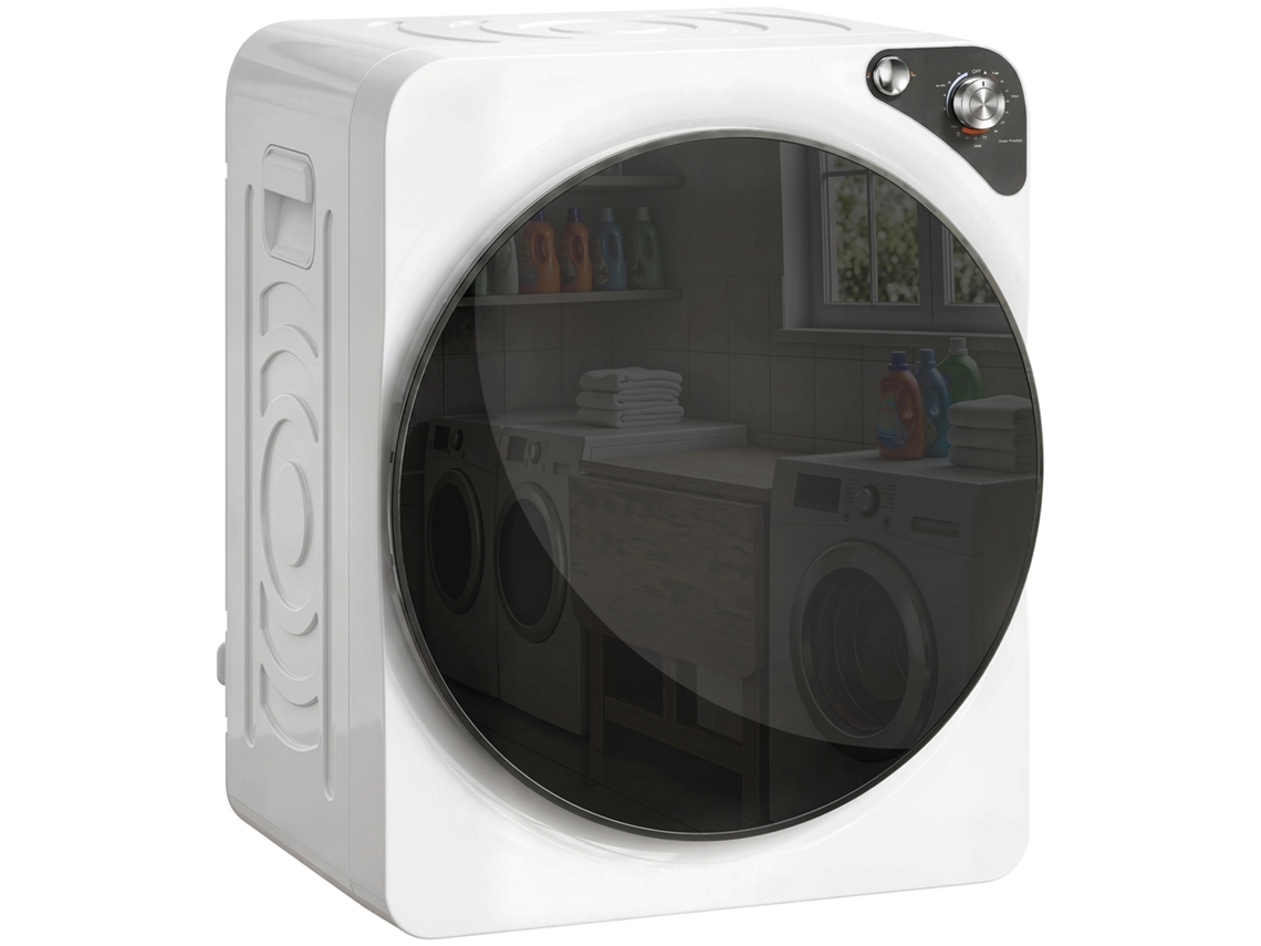 Mini Secadora Portátil 5 Kg, 5 Programas, 1000w, Até 60℃, Timer, Tambor Em Aço Inox, Para Casa, Branco