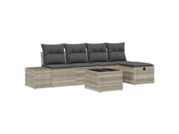 Conjunto 6 Conjunto De Sofás Para Exterior Vidaxl Cinzento-claro Vime Pe (294 X 117 X 85 Cm)