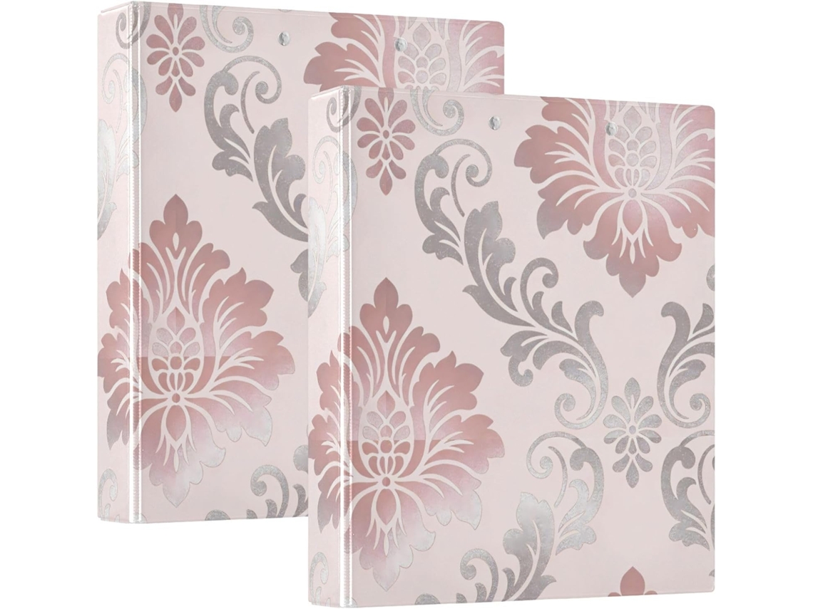 Massa com estampa floral e folhas estilo chinês, rosa, 3,8 cm, 1,5 pollegadas, três aros com camada de bolsa
