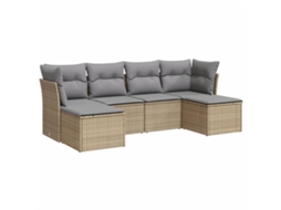 Conjunto de 6 Sofás P/ Jardim com Almofadões Vime Pe Bege MAISON EXCLUSIVE (80x200 cm)