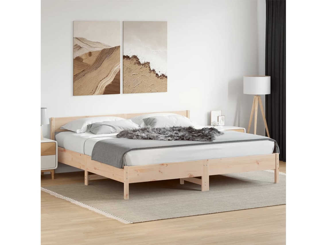 Vidaxl Cama Sem Colchão 180x200 Cm Madeira De Pinho Maciça