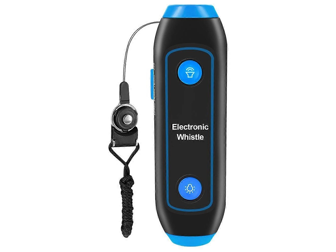 Rebe-silbato Eletrônico De 3 Tonos Portátil Multiusos Com Cordão E Lanterna Led 14x4,3cm Azul