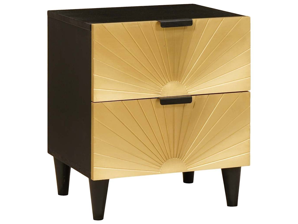 Vidaxl Armário De Cabeceira Preto E Ouro 40 X 33 X 46 Cm