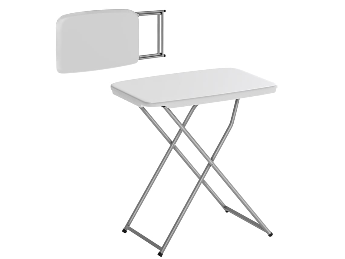 Mesa de Campismo Metal, Hdpe Cor Branco 75 x 50 x 73,5 cm Outsunny