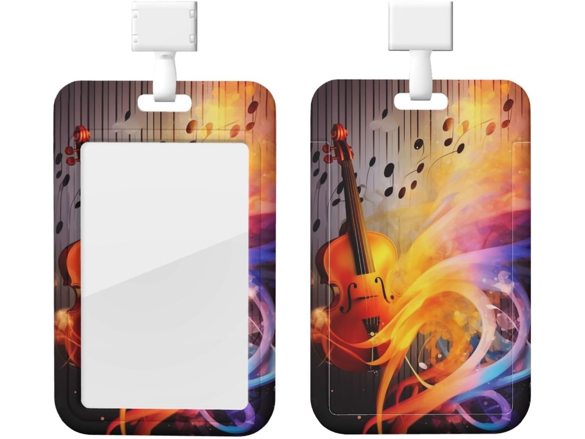 Suporte Crachá Música Abstrata, Protetor Vertical Crachá Com Cordão, Camada Plástica Impermeável, Crachá Estojo