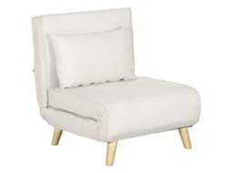 Sofá de Solteiro 2 em 1 Sofá Dobrável com Encosto Ajustável e Almofada para Sala de Estar, Quarto 72x78x79 Cm Creme Ge