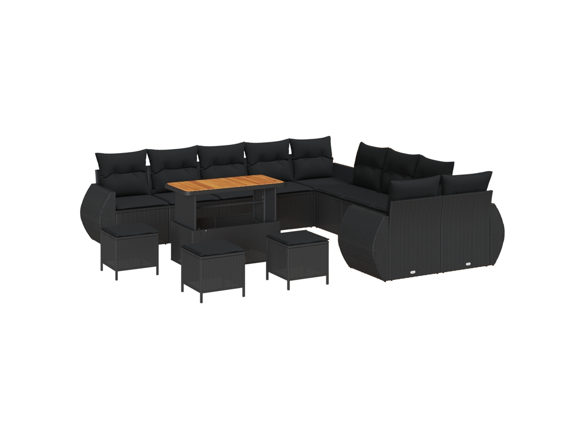 Conjunto 14 Móveis De Jardim Vidaxl Preto Vime Pe (110 X 55 X 71 Cm)