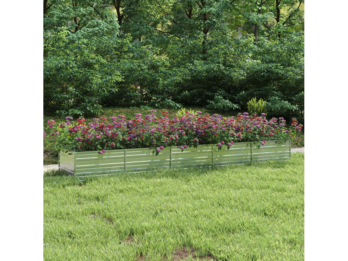 Vidaxl Canteiro Elevado De Jardim 400x80x45cm Aço Galvanizado Prateado