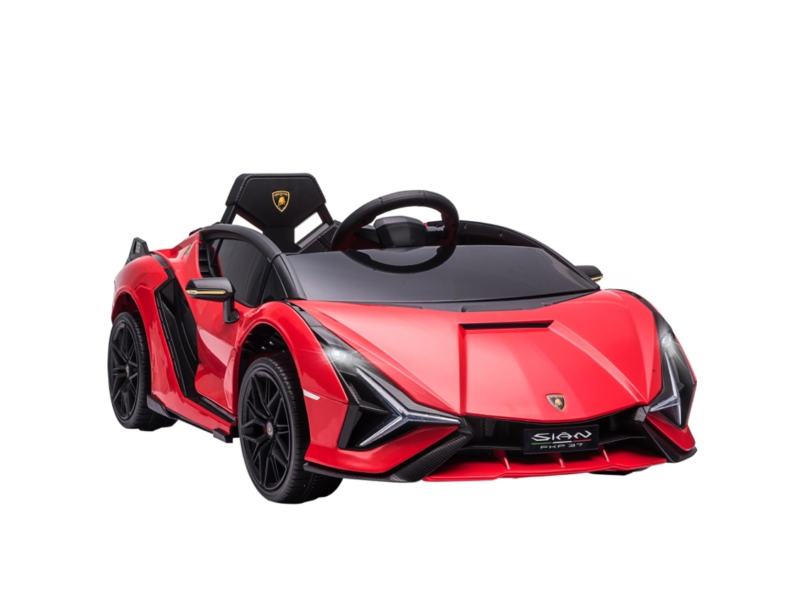 Carrinho Elétrico Lamborghini 12v, 2 Modos Direção, Controle Remoto, Mp3, Metal Vermelho. Cs