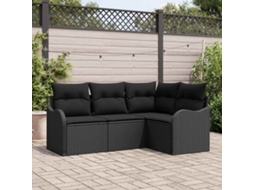 Vidaxl Conjunto De Sofá De Jardim Preto Vime Pe
