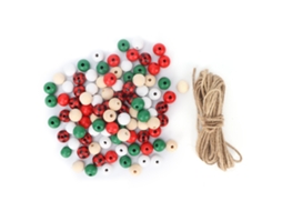 Conjunto De 200 Contas De Madeira Laxiscreed Para Decoração Natalina Diy Com 5 Cores E Acessórios Com Cordão