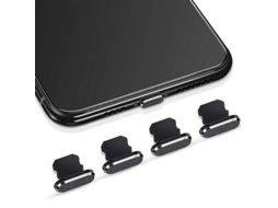 Conjunto de 4 plugs anti poeira YURU compatíveis com Iphone, preto