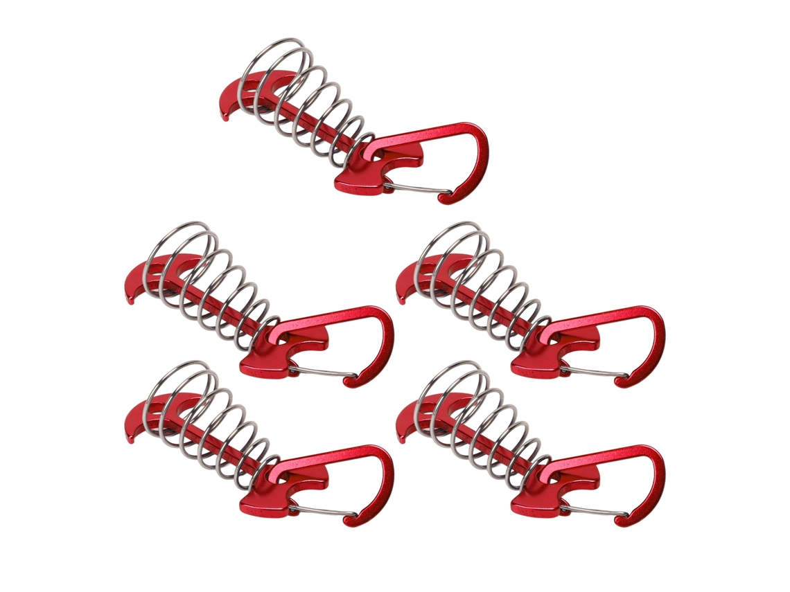 Pregos de Tenda Fishbone com Corda Ajustável Vermelhos 5un