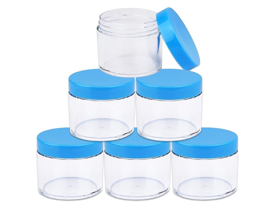 Tarros de Plástico Transparente Herméticos de 60ml com Tampas Azuis para Maquiagem, Cremes, Viagens e Armazenamento Azul