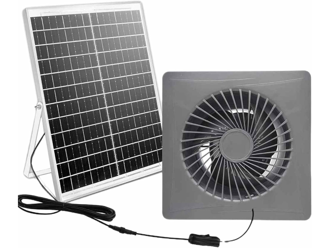 Solar, 12 Painéis Solares (15,2 V) Com Ventilador De Exaustão Para Parede.