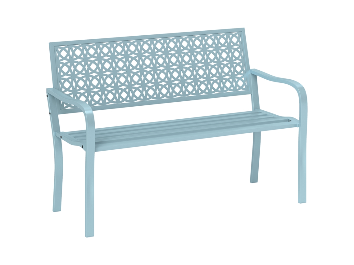 Banco Jardim 2 Lugares Intempéries 240kg Azul 127x63x85cm VELTRIX