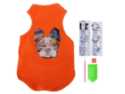 Camiseta Para Perro Com Padrão De Bulldog Adorável, Jaqueta Com Strass, Tamanho L Laranja