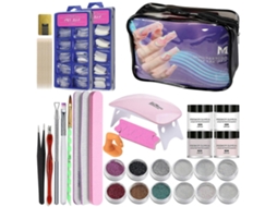 Acrylic Nail Set Professional Tools Dried Lamp 6w Powder Brush Beginners False For Salon Or Home Us e Multicolor GOKOCO