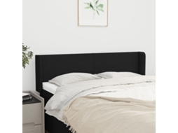 Vidaxl Cabeceira De Cama C/ Abas Tecido 147x16x78/88 Cm Preto