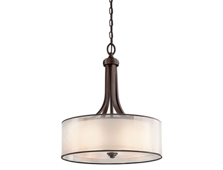 Lâmpada Pendente KICHLER Kl-Lacey-P-L-Mb Malha de Linho de Renda Vidro Opal Aço E27 4 Lâmpadas