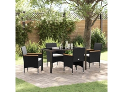Vidaxl Conjunto De Jantar Para Jardim 5 Unid. Preto Vime Pe