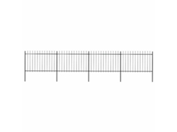 Vidaxl Cerca De Jardim Com Topo Em Forma De Lança Em Aço 714,5x120 Cm, Preta