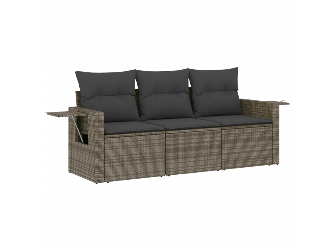 Conjunto de 3 sofás de jardim com almofadões Vime Pe Cinzento MAISON EXCLUSIVE (3 peças)