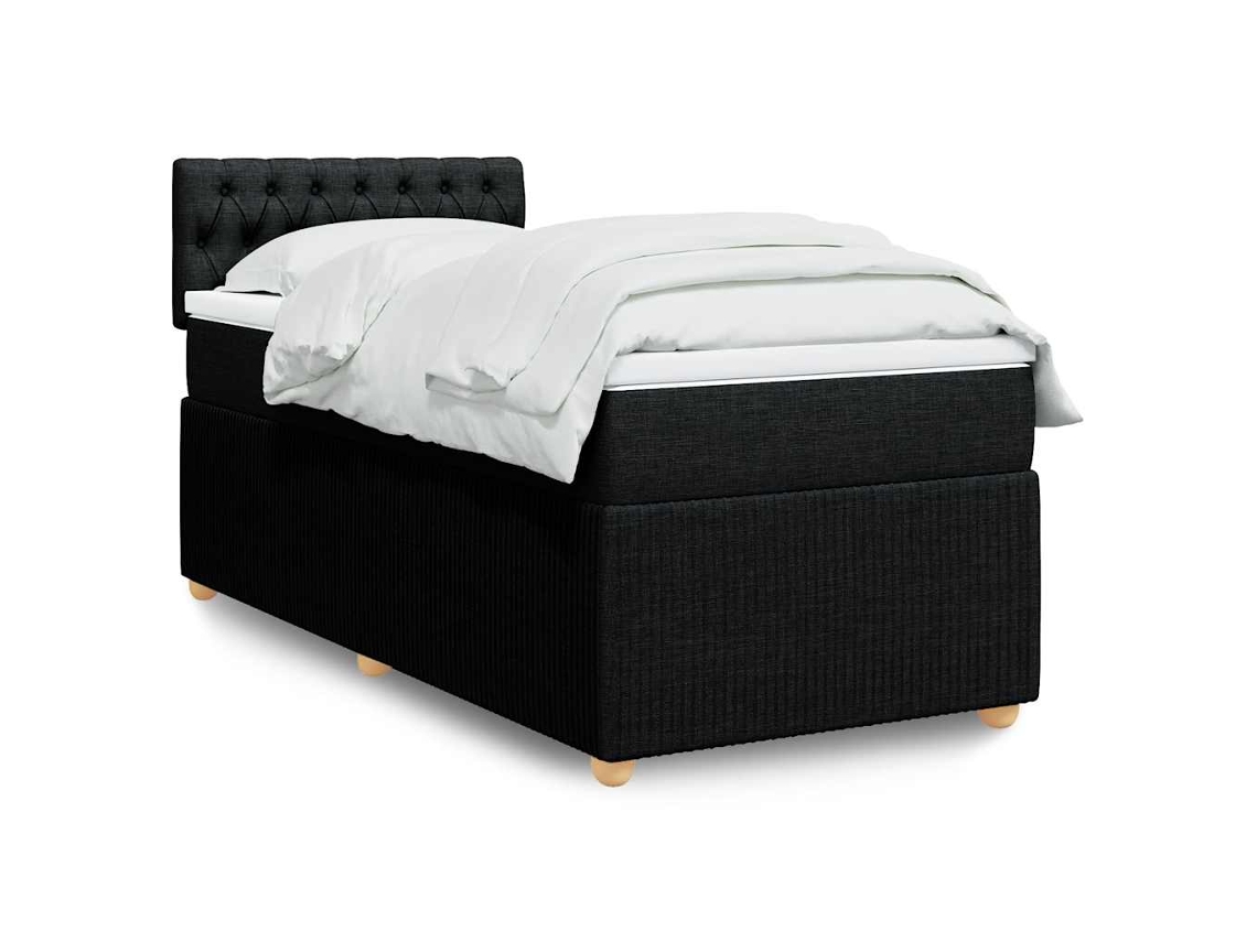 Cama Com Molas/colchão 80x200 Cm Tecido Preto