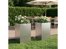 Vidaxl Vaso De Jardim 2 Unid. Prateado 30 X 30 X 50 Cm Aço Inoxidável