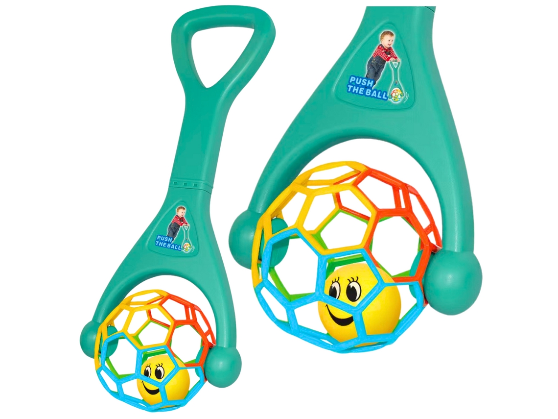 Andador Com Bola Elástica Bola Turquesa Chocalhante