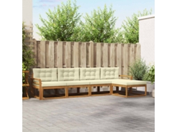 Vidaxl Conjunto De Sofás Para Exterior 5 Pcs Natural E Creme
