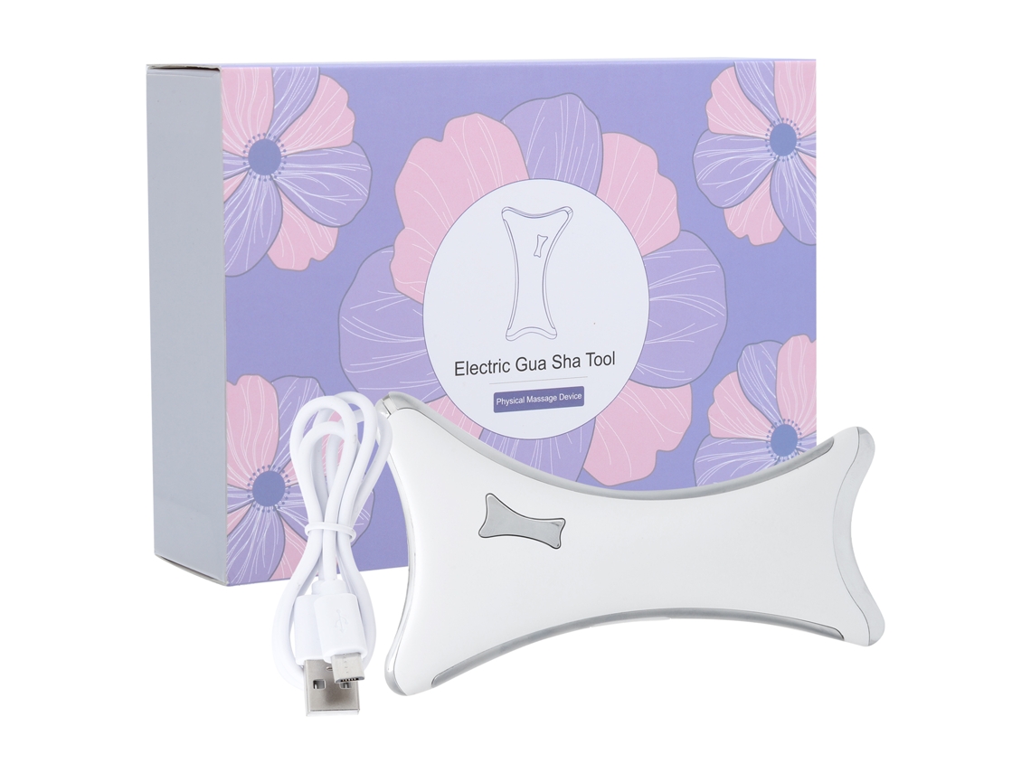 Ferramenta De Beleza Elétrica Gua Sha Com Aquecimento Para Lifting Facial E Placa De Raspe Com Soro Importado Branco