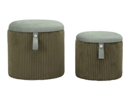 Pufe Com Recipiente Bolzano Verde Conjunto 2 Un. Cm Ø 38x38-32x28